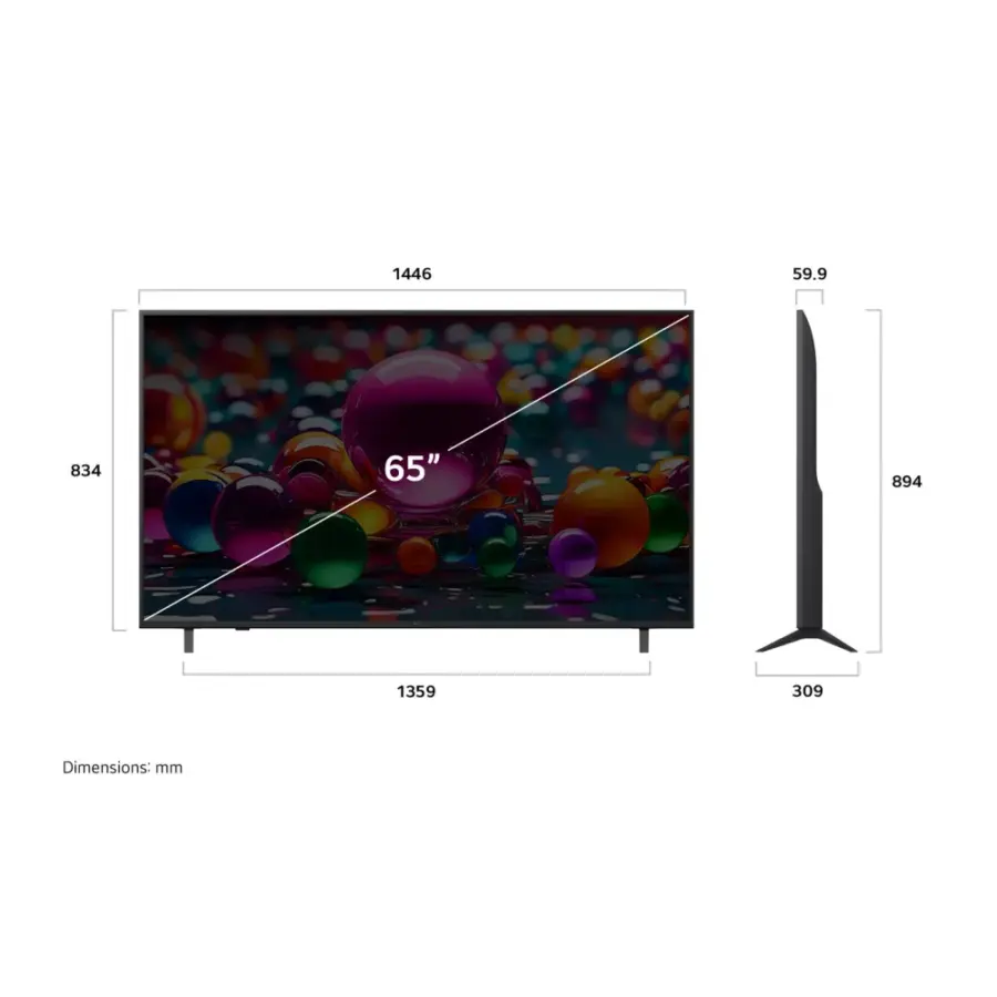 إل جي تلفزيون UHD فئة UA85 حجم 65 بوصة بدقة 4K UHD ذكي بنظام تشغيل WebOS.