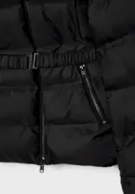 Hooded puffer jacket with belt