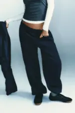 BASIC STRAIGHT PLUSH TROUSERS WITH ADJUSTABLE HEM