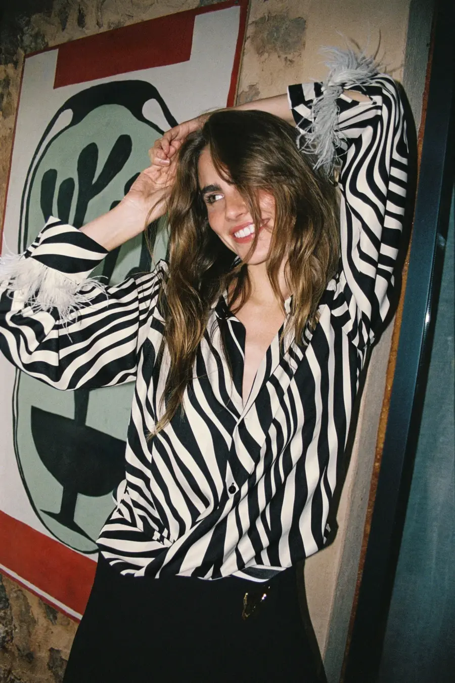 ANIMAL PRINT FEATHER SHIRT