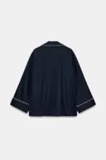 LINEN BLEND SHIRT WITH CONTRAST PIPING