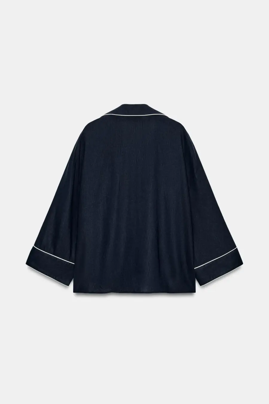LINEN BLEND SHIRT WITH CONTRAST PIPING
