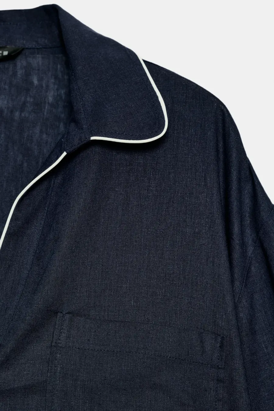 LINEN BLEND SHIRT WITH CONTRAST PIPING