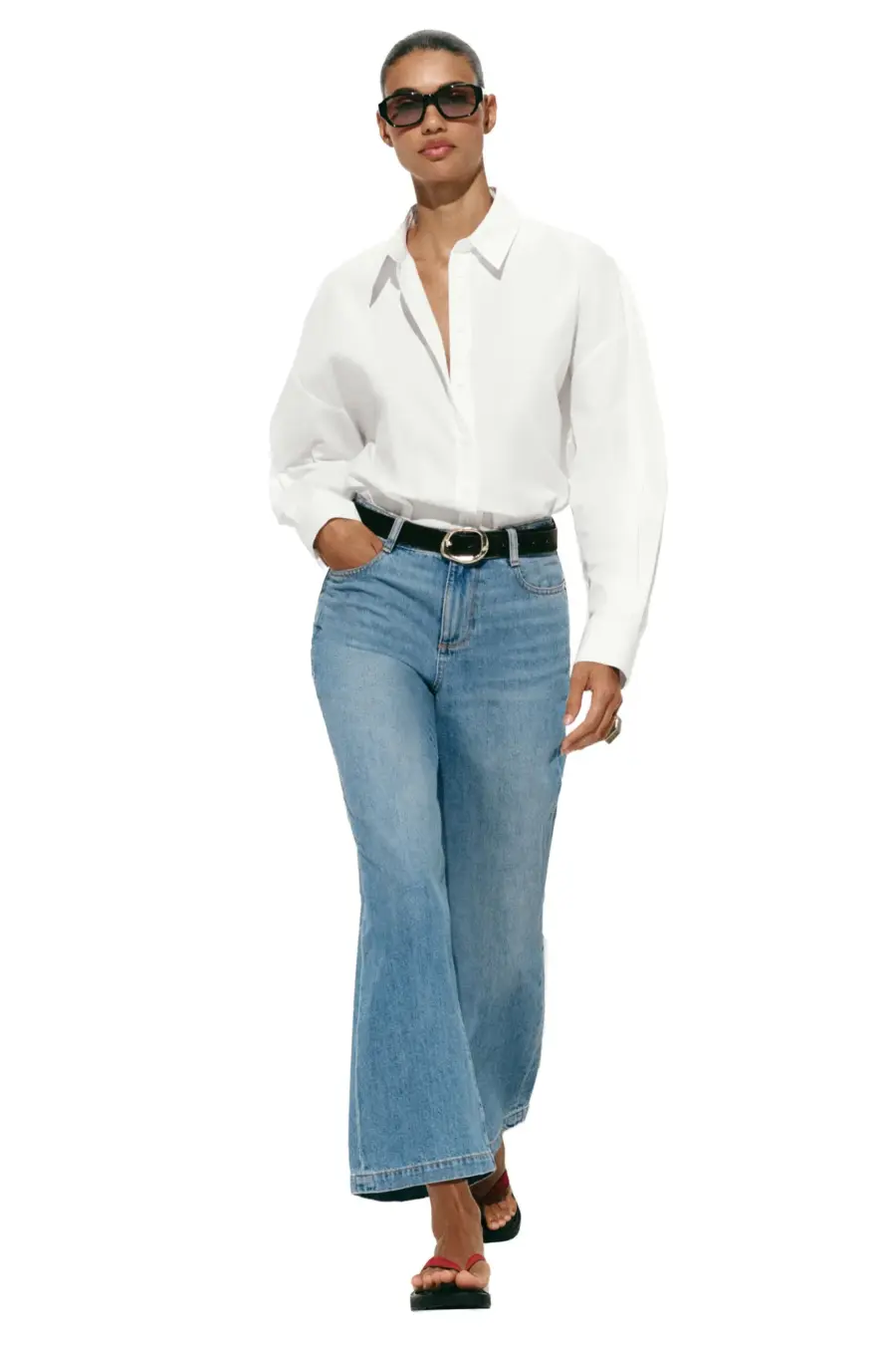 Z1975 BELTED WIDE-LEG CROPPED JEANS