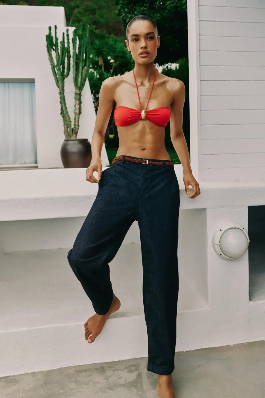 CHINO TROUSERS WITH BRAIDED BELT