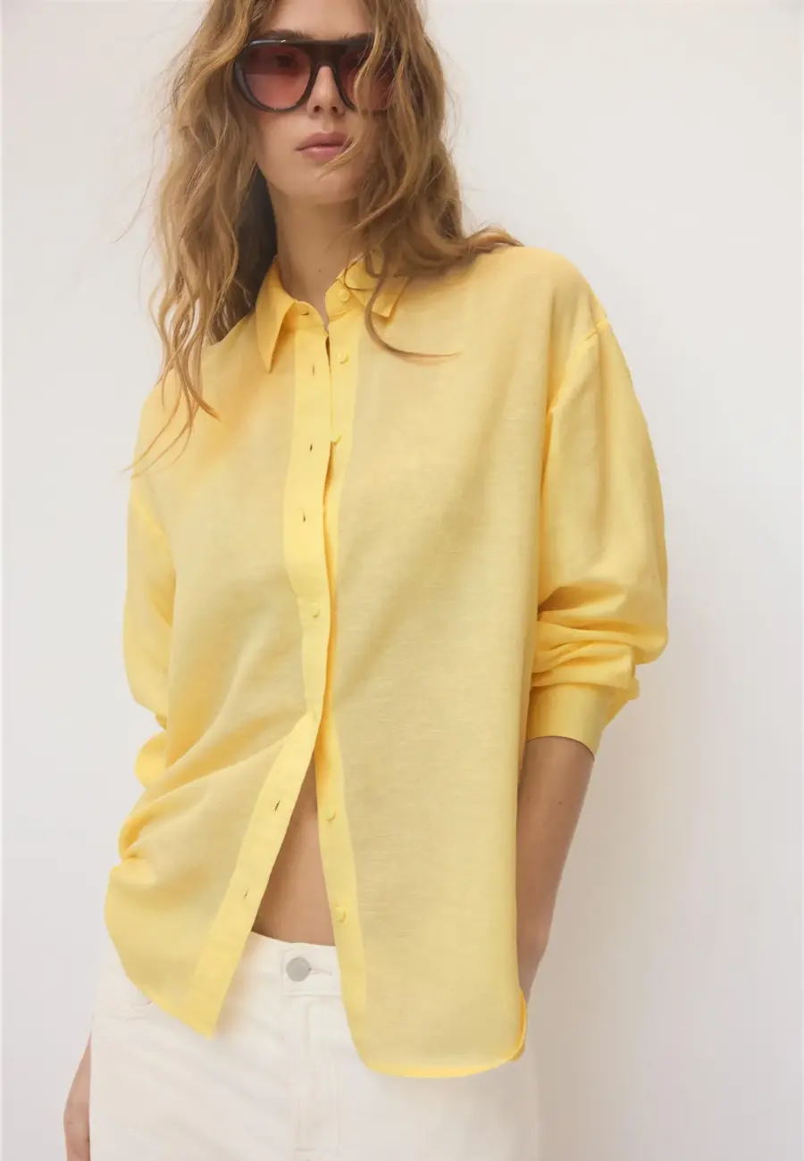 Linen-look flowing shirt