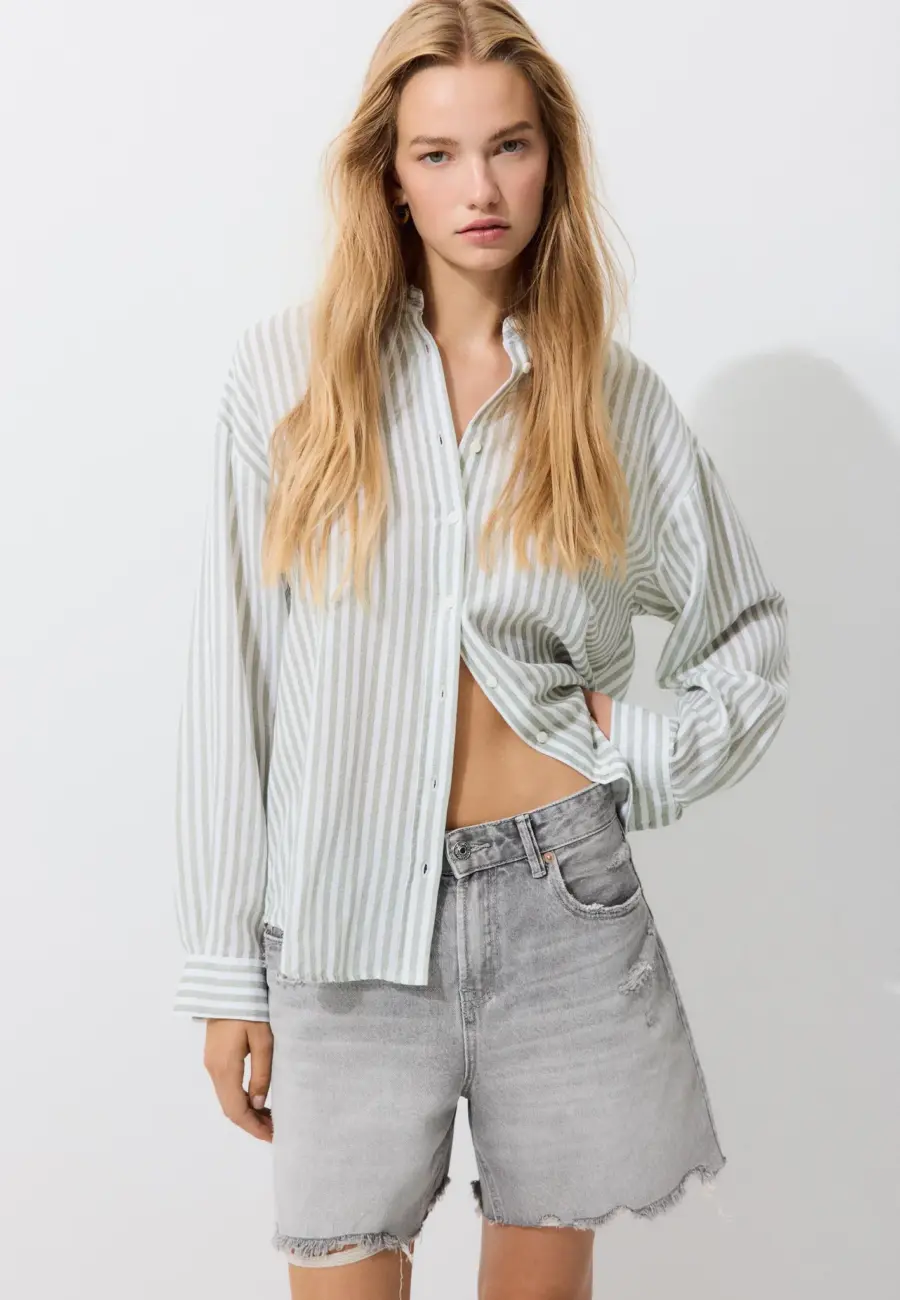 Linen-effect shirt