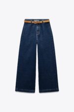 Z1975 WIDE-LEG CROPPED HIGH-WAIST BELTED JEANS