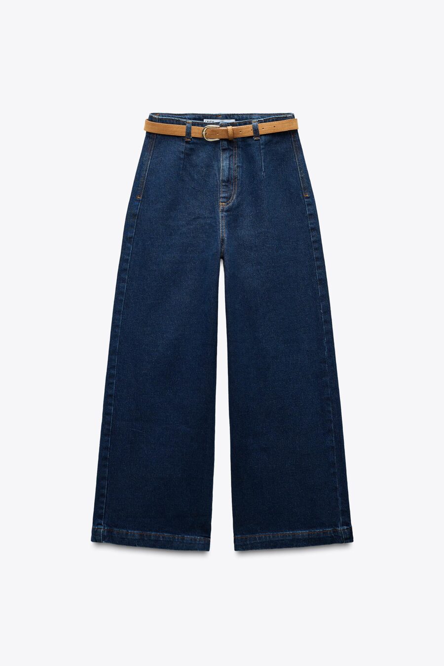 Z1975 WIDE-LEG CROPPED HIGH-WAIST BELTED JEANS