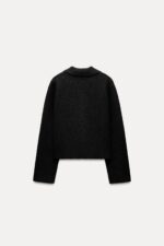 PLAIN KNIT POLO NECK JACKET