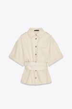 BELTED SHIRT WITH SHOULDER TABS