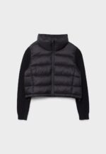 PUFFER JACKET WITH CHUNKY KNIT SLEEVES