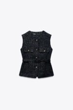 TEXTURED WAISTCOAT WITH BELT