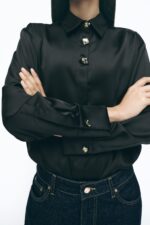 SATIN SHIRT WITH GOLD BUTTONS