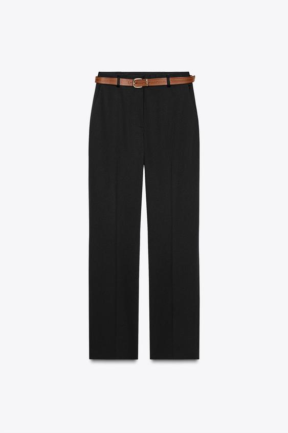 STRAIGHT FIT TROUSERS WITH BELT