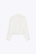 CROPPED SHIRT WITH CUTWORK EMBROIDERY