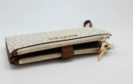 Michael Kors Jet Set Travel Double Zip Wristlet - Signature PVC (Vanilla PVC/Dark Acorn)
