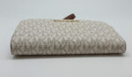 Michael Kors Jet Set Travel Double Zip Wristlet - Signature PVC (Vanilla PVC/Dark Acorn)