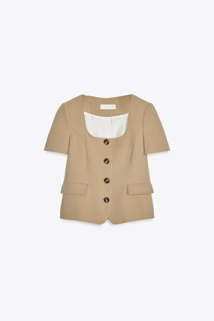 SHORT SLEEVE BLAZER WITH SHOULDER PADS