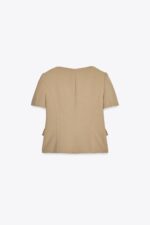 SHORT SLEEVE BLAZER WITH SHOULDER PADS