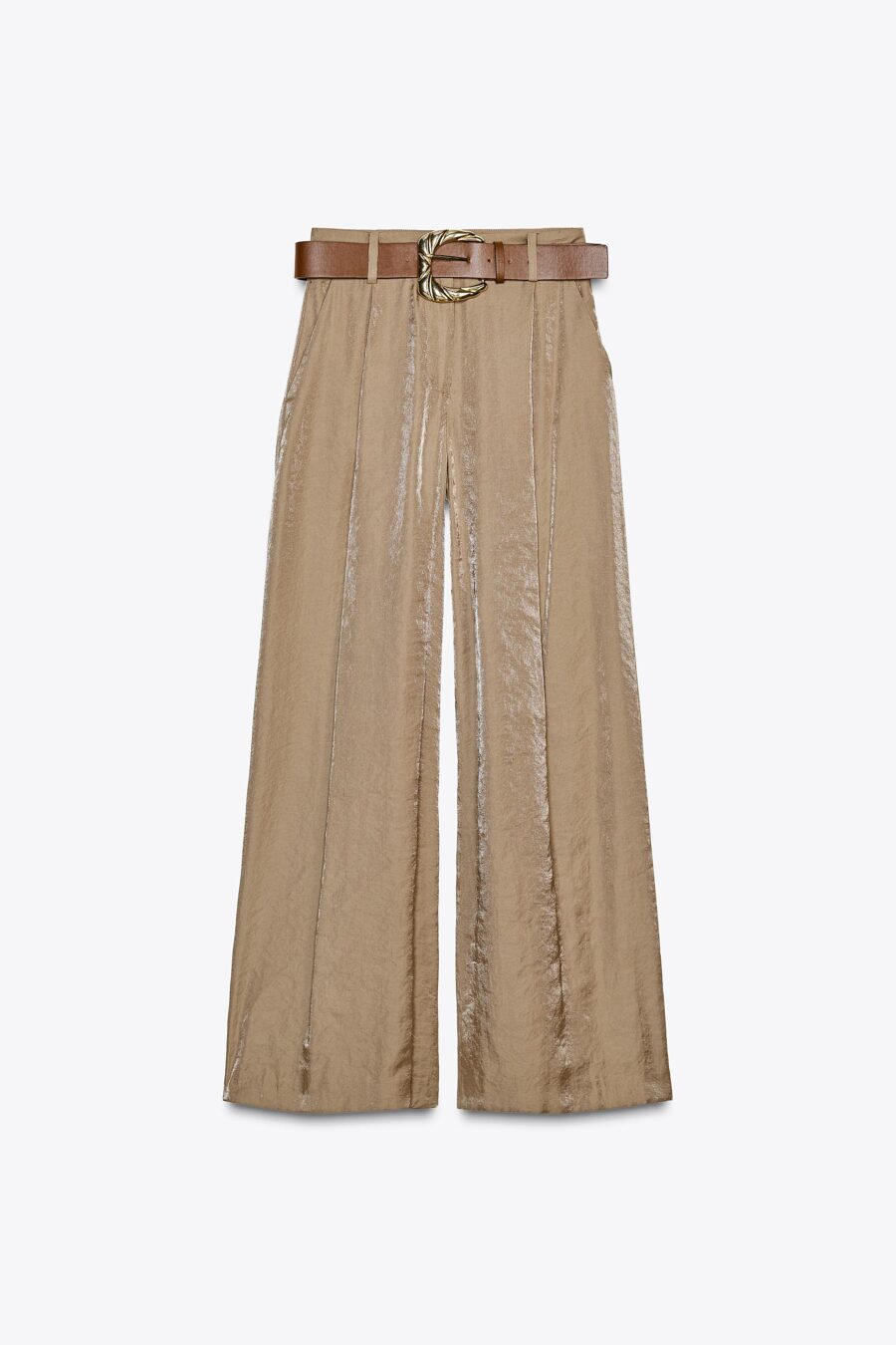 SATIN WIDE-LEG TROUSERS WITH BELT