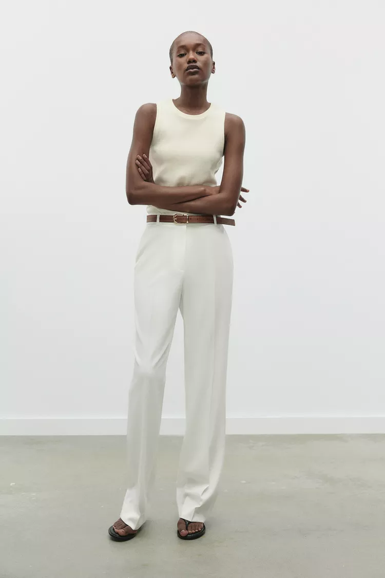 BELTED STRAIGHT LEG PANTS