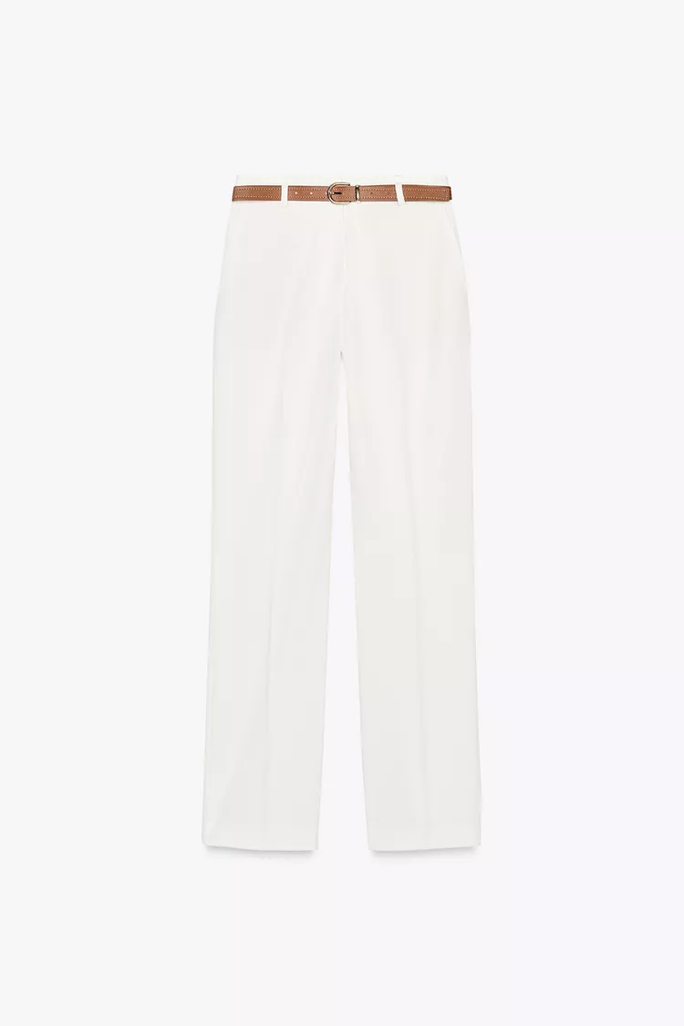 BELTED STRAIGHT LEG PANTS