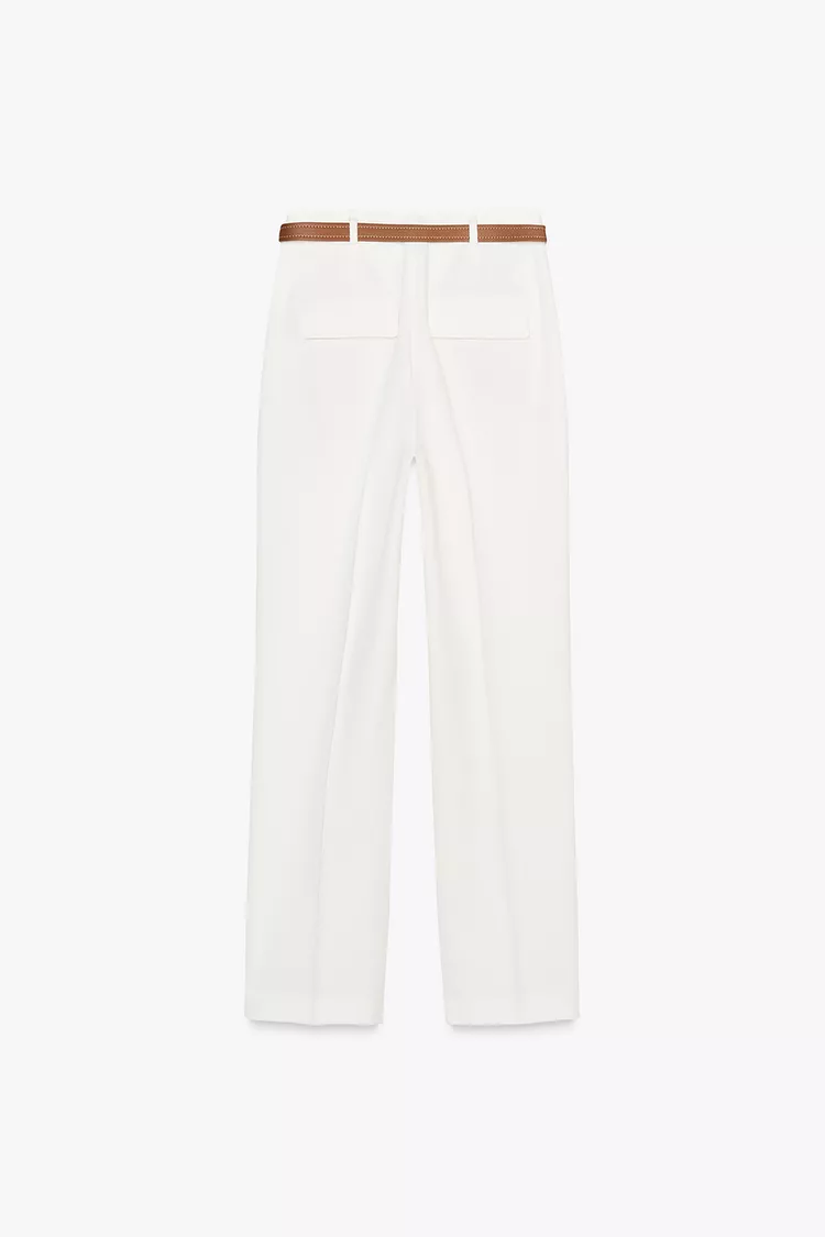 BELTED STRAIGHT LEG PANTS