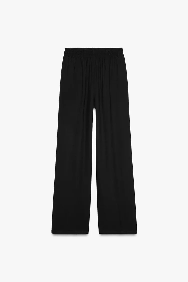 ELASTIC WAIST WIDE LEG PANTS
