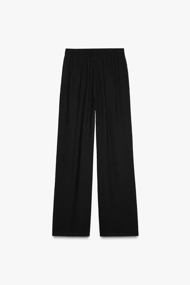 ELASTIC WAIST WIDE LEG PANTS