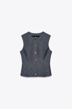 LINEN WAISTCOAT WITH DARTS