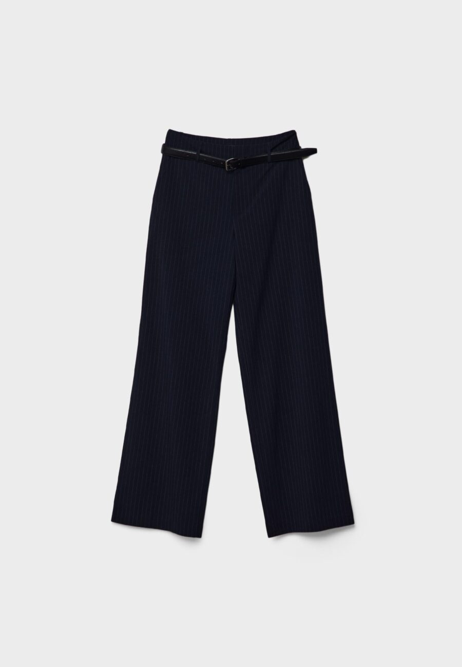 FLOWING STRAIGHT-LEG SMART TROUSERS WITH BELT