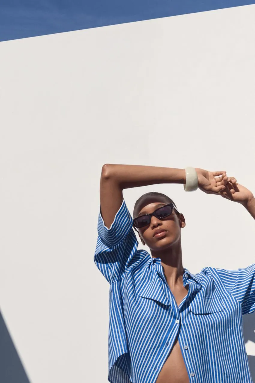 STRIPED LINEN BLEND SHIRT