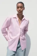 STRIPED POPLIN SHIRT WITH METALLIC THREAD