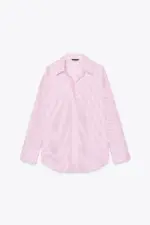 STRIPED POPLIN SHIRT WITH METALLIC THREAD