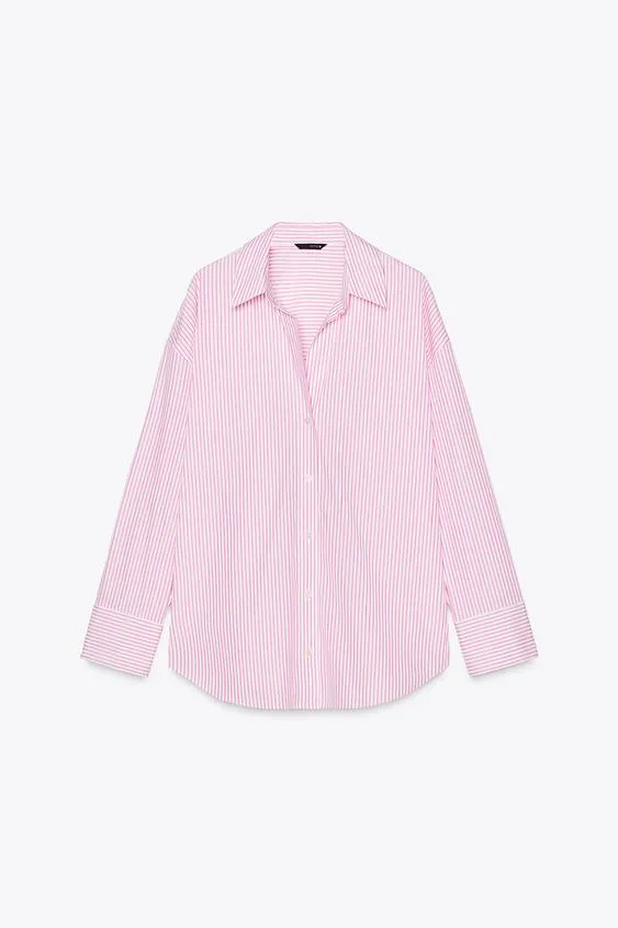 STRIPED POPLIN SHIRT WITH METALLIC THREAD
