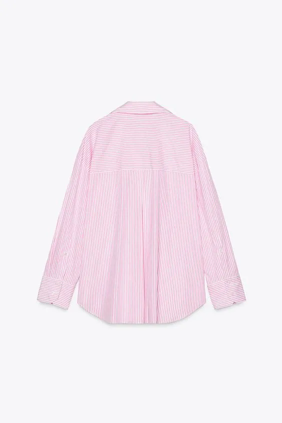 STRIPED POPLIN SHIRT WITH METALLIC THREAD