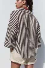 WIDE-SLEEVE LINEN BLEND SHIRT