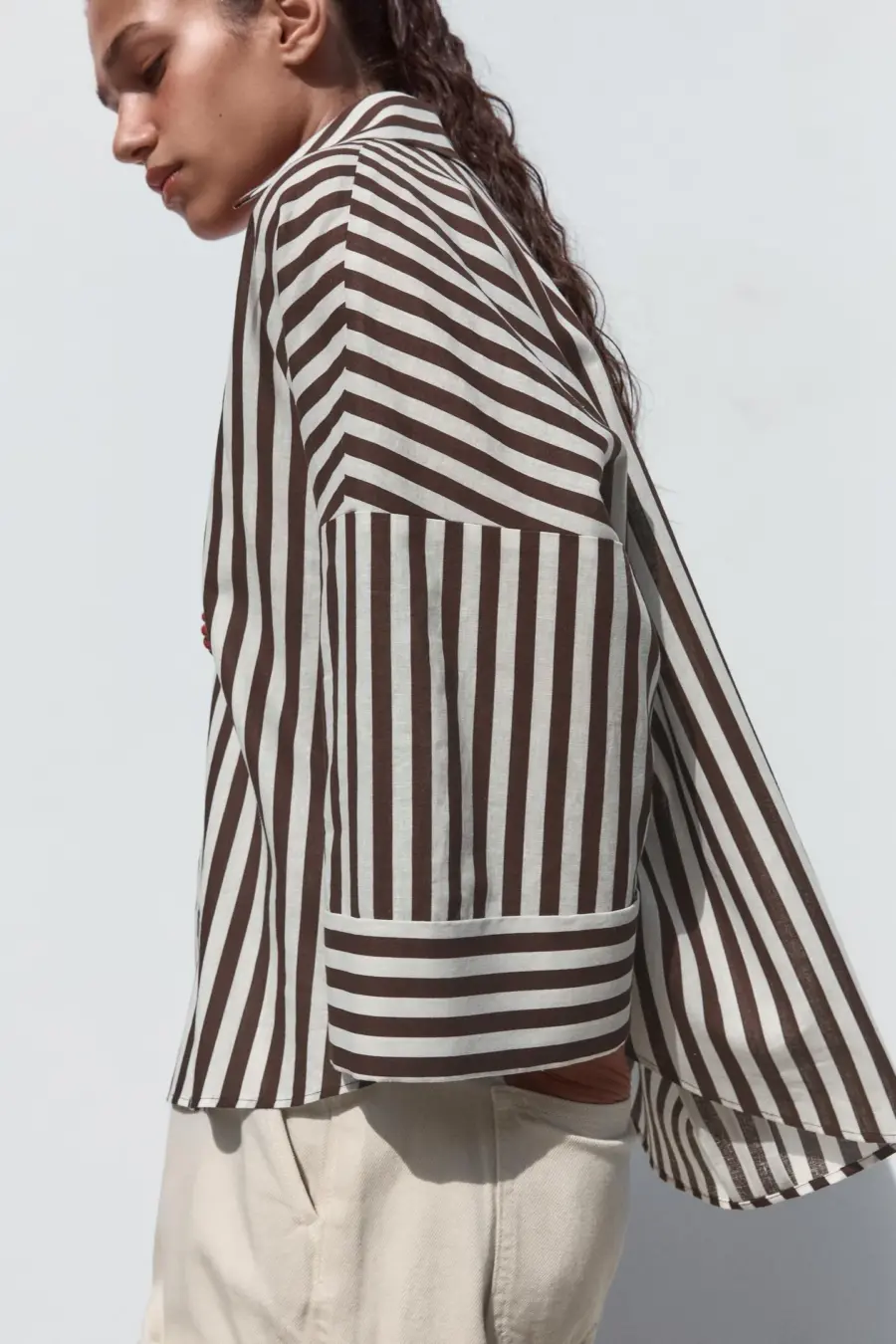 WIDE-SLEEVE LINEN BLEND SHIRT