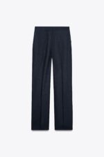 STRAIGHT-LEG LINEN BLEND TROUSERS