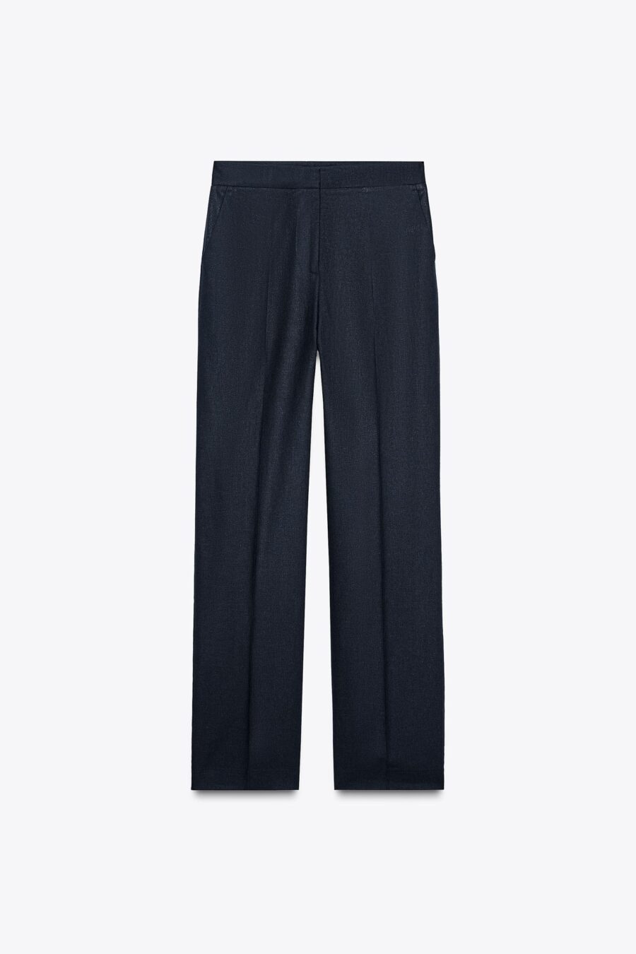 STRAIGHT-LEG LINEN BLEND TROUSERS