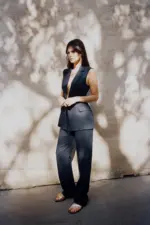STRAIGHT-LEG LINEN BLEND TROUSERS