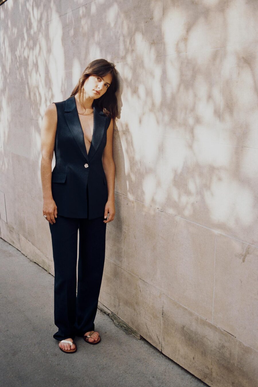 STRAIGHT-LEG LINEN BLEND TROUSERS