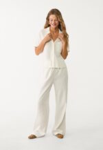 Short sleeve linen blend shirt