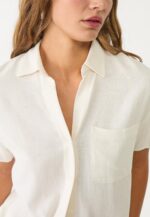 Short sleeve linen blend shirt
