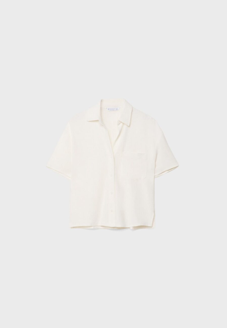 Short sleeve linen blend shirt
