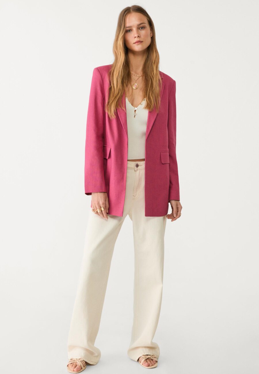 REGULAR LINEN BLEND BLAZER