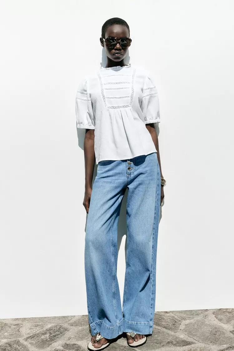 RAMIE SHIRT WITH LACE TRIM