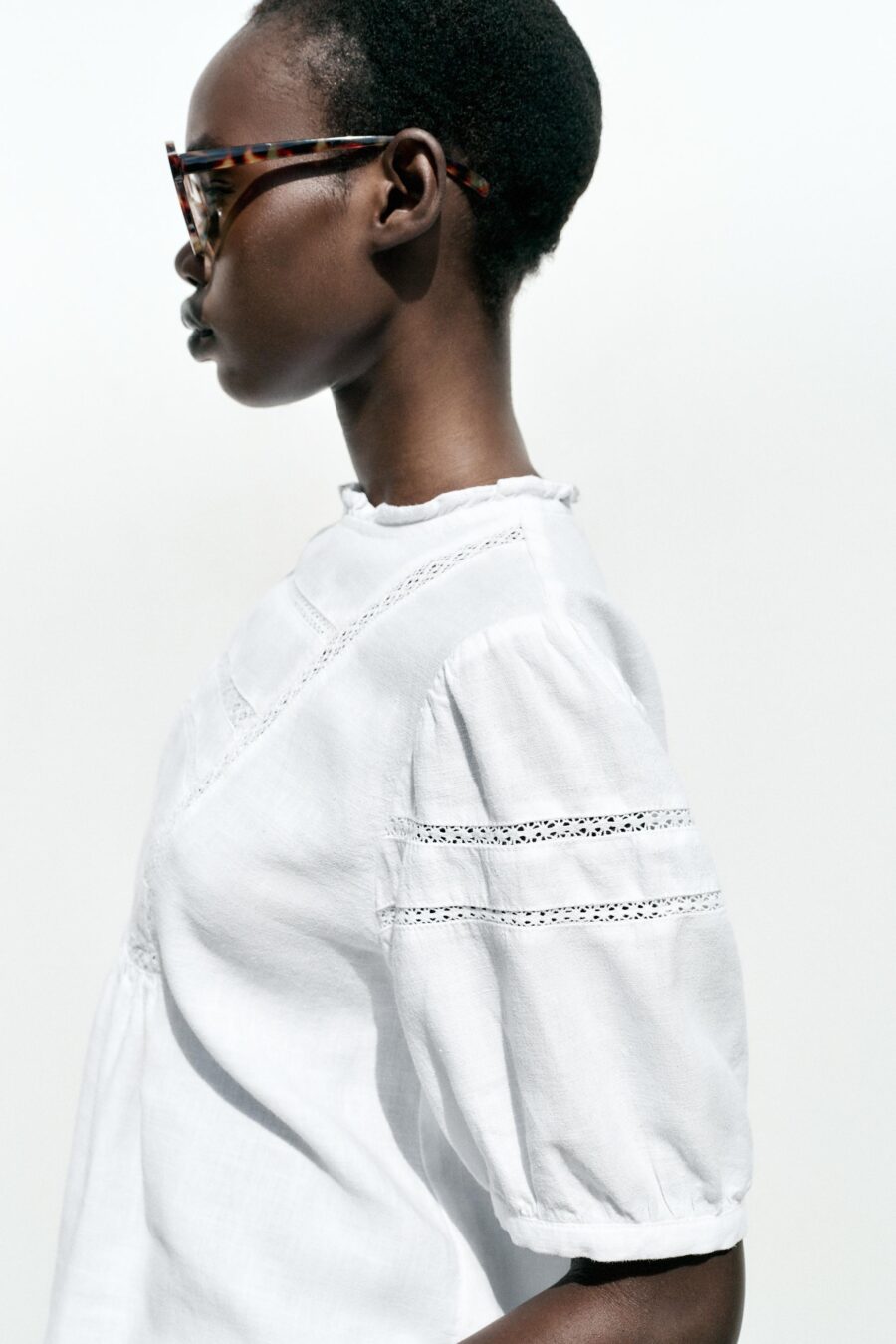 RAMIE SHIRT WITH LACE TRIM