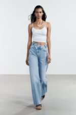 HIGH-WAIST TRF WIDE-LEG CROSSOVER WAIST JEANS
